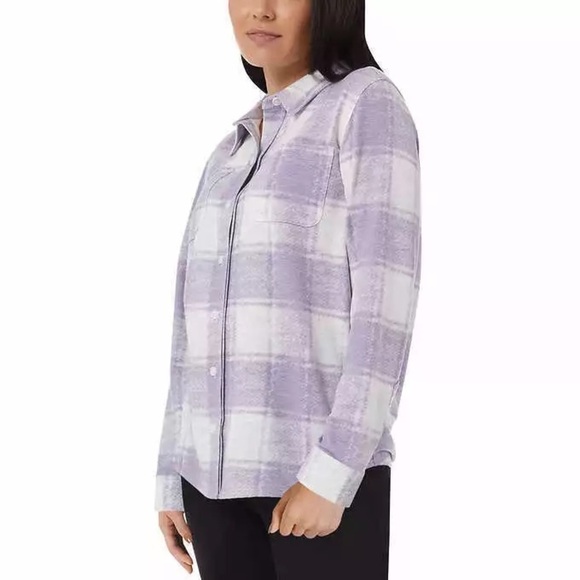 3/25$ (Mix)32 Degrees Cozy Knit Flannel, Lavender/White Plaid, Size S - Picture 3 of 15